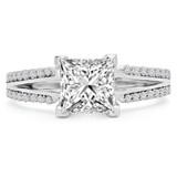 5/8 CTW Princess Diamond Two-row Split-Shank Solitaire with Accents Engagement Ring in 14K White Gold (MD210140)