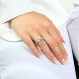 1 2/5 CTW Round Diamond Solitaire with Accents Engagement Ring in 14K White Gold With Channel Set Accents (MD210145)