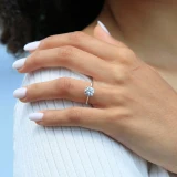 1 CT Round Diamond Cathedral Solitaire Engagement Ring in 14K White Gold (MD210162)