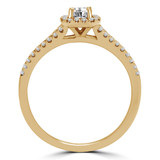 2/3 CTW Round Diamond Split Shank Cushion Halo Engagement Ring in 14K Yellow Gold With accents (MD210174)