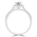 1 1/6 CTW Round Diamond Split Shank Cushion Halo Engagement Ring in 18K White Gold with Accents (MD210178)