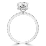 1 3/5 CTW Cushion Diamond Hidden Halo Solitaire with Accents Engagement Ring in 14K White Gold (MD210191)