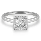 1/2 CTW Princess Diamond Princess Halo Engagement Ring in 18K White Gold (MD210192)