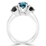 2 1/20 CTW Round Blue Tanzanite & Round Diamond Three-Stone Cocktail Engagement Ring in 14K White Gold With accents (MD210195)