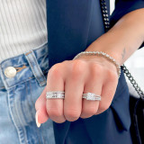 1 3/5 CTW Princess Diamond Split-shank Three-Row Solitaire with Accents Engagement Ring in 14K White Gold (MD210196)