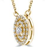 3/5 CTW Round Diamond Double Halo Necklace in 14K Yellow Gold (MD210205)