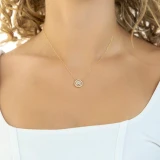 3/5 CTW Round Diamond Double Halo Necklace in 14K Yellow Gold (MD210205)