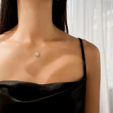 3/5 CTW Round Diamond Double Halo Necklace in 14K Yellow Gold (MD210205)