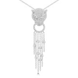 1 1/2 CTW Round Diamond Panther Fancy Pendant Necklace in 18K White Gold (MD210211)