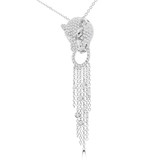 1 1/2 CTW Round Diamond Panther Fancy Pendant Necklace in 18K White Gold (MD210211)