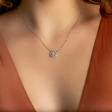 3/5 CTW Round Diamond Double Halo Necklace in 14K White Gold (MD210215)