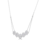 1 3/4 CTW Round Diamond Floral Halo Necklace in 18K White Gold 18 inch (MD210221)