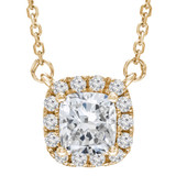 1 1/5 CTW Cushion Diamond Cushion Halo Necklace in 14K Yellow Gold (MD210229)