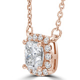 1 1/5 CTW Cushion Diamond Cushion Halo Necklace in 14K Rose Gold (MD210230)