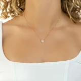 1 1/5 CTW Cushion Diamond Cushion Halo Necklace in 14K Rose Gold (MD210230)