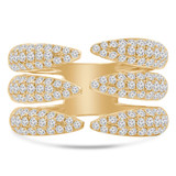 1 2/5 CTW Round Diamond Cluster Three-row Cocktail Anniversary Band Ring in 18K Yellow Gold (MD210235)