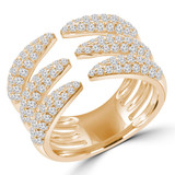 1 2/5 CTW Round Diamond Cluster Three-row Cocktail Anniversary Band Ring in 18K Yellow Gold (MD210235)
