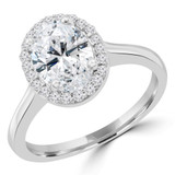 1 1/4 CTW Oval Diamond Oval Halo Engagement Ring in 14K White Gold (MD210239)