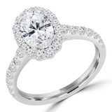 1 2/3 CTW Oval Diamond Oval Halo Engagement Ring in 14K White Gold With accents (MD210240)