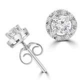 1/3 CTW Round Diamond Halo Stud Earrings in 14K White Gold (MD210254)