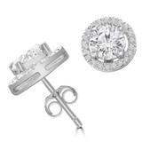2 1/8 CTW Round Diamond Halo Stud Earrings in 14K White Gold (MD210262)