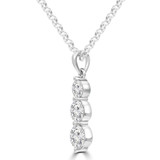 1 1/2 CTW Round Diamond Three-Stone Pendant Necklace in 14K White Gold (MD210269)