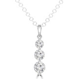 1 1/2 CTW Round Diamond Three-Stone Pendant Necklace in 14K White Gold (MD210269)