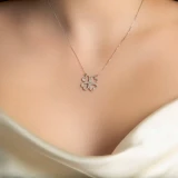 1/2 CTW Round Diamond Four-heart Clover Necklace in 14K White Gold (MD210274)