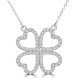 1/2 CTW Round Diamond Four-heart Clover Necklace in 14K White Gold (MD210274)