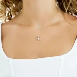 1/2 CTW Round Diamond Four-heart Clover Necklace in 14K Yellow Gold (MD210277)