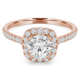 4/5 CTW Round Diamond Cathedral Cushion Halo Engagement Ring in 14K Rose Gold with Accents (MD210283)