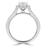 1 1/7 CTW Round Diamond Cathedral Cushion Halo Engagement Ring in 14K White Gold with Accents (MD210286)
