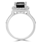 3 3/5 CTW Princess Black Diamond Cathedral Cushion Halo Engagement Ring in 14K White Gold With accents (MD210291)