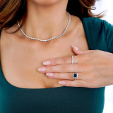 3 3/5 CTW Princess Black Diamond Cathedral Cushion Halo Engagement Ring in 14K White Gold With accents (MD210291)