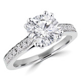 4/5 CTW Round Diamond Vintage Solitaire with Accents Engagement Ring in 14K White Gold (MD210296)