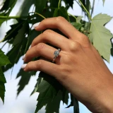 1 1/7 CTW Round Diamond Twisted Solitaire with Accents Engagement Ring in 14K White Gold (MD210308)
