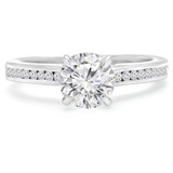 1 1/4 CTW Round Diamond Solitaire with Accents Engagement Ring in 14K White Gold With Channel Set Accents (MD210309)