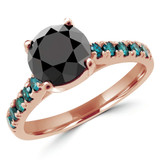 2 1/2 CTW Round Black Diamond Cathedral Solitaire with Accents Engagement Ring in 14K Rose Gold (MD210318)