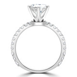 2 1/6 CTW Round Diamond 6-Prong Solitaire with Accents Engagement Ring in 14K White Gold (MD210334)