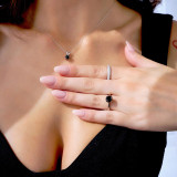 2 1/8 CT Round Black Diamond Solitaire Engagement Ring in 14K White Gold (MD210336)