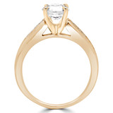1 1/3 CTW Round Diamond Solitaire with Accents Engagement Ring in 14K Yellow Gold (MD210339)