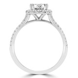 1 CTW Radiant Diamond Cathedral Cushion Halo Engagement Ring in 14K White Gold (MD210346)