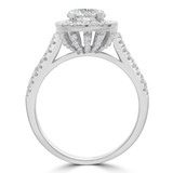1 3/4 CTW Round Diamond Three-row Double Cushion Halo Engagement Ring in 14K White Gold (MD210353)