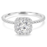 2 CTW Round Diamond Cushion Halo Engagement Ring in 14K White Gold with Accents (MD210356)