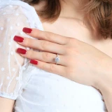 2 CTW Round Diamond Cushion Halo Engagement Ring in 14K White Gold with Accents (MD210356)