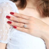 2 CTW Round Diamond Cushion Halo Engagement Ring in 14K White Gold with Accents (MD210356)