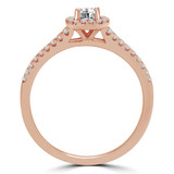 2/3 CTW Round Diamond Split Shank Cushion Halo Engagement Ring in 14K Rose Gold (MD210365)