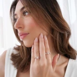 2/3 CTW Round Diamond Split Shank Cushion Halo Engagement Ring in 14K Rose Gold (MD210365)