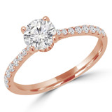 4/5 CTW Round Diamond Solitaire with Accents Engagement Ring in 14K Rose Gold (MD210371)