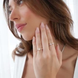 4/5 CTW Round Diamond Solitaire with Accents Engagement Ring in 14K Rose Gold (MD210371)